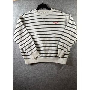 HM Womens Striped Sweatshirt Medium White Black Perdu Mon Coeur à Paris Pullover
